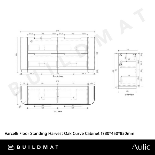 Aulic Varcelli Floor Standing 1800mm Harvest Oak Fluted Vanity