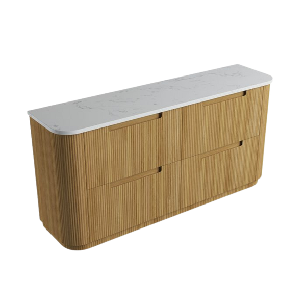 Aulic Varcelli Floor Standing 1800mm Harvest Oak Fluted Cabinet