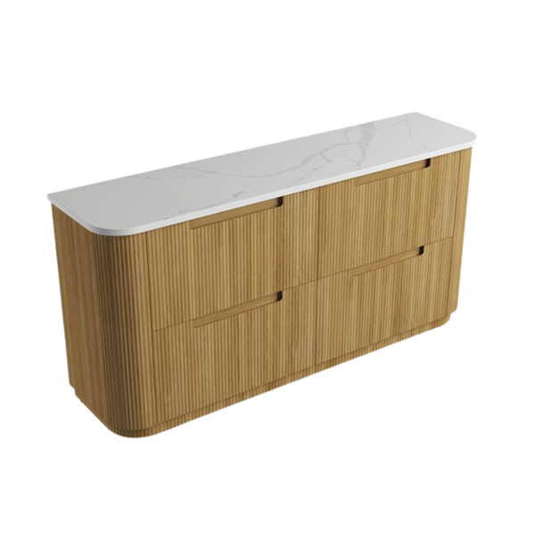 Aulic Varcelli Floor Standing 1800mm Harvest Oak Fluted Cabinet