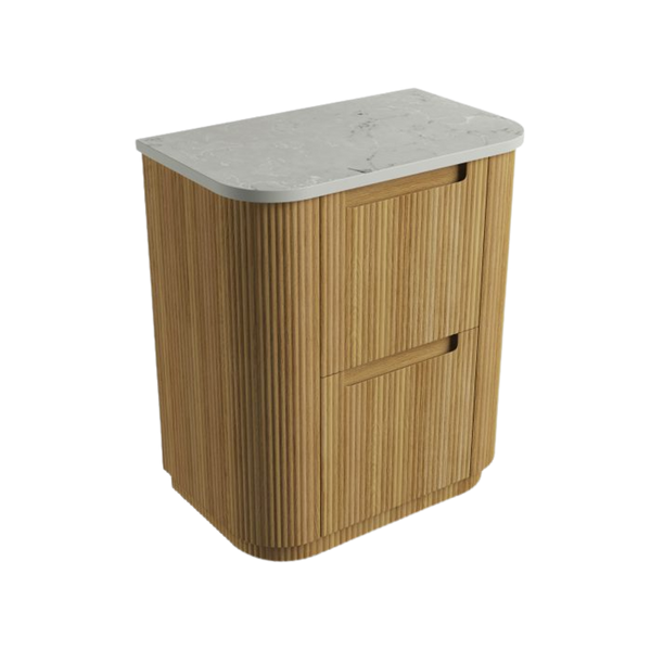 Aulic Varcelli Floor Standing 750mm Harvest Oak Fluted Vanity