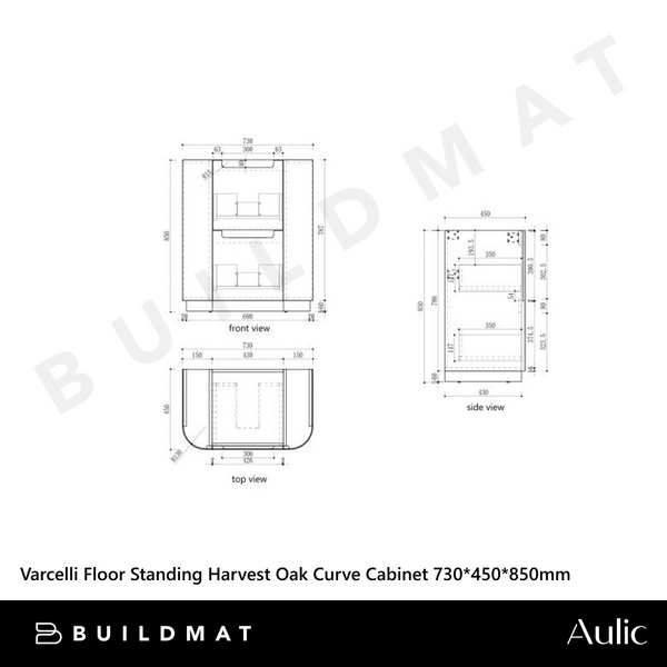 Aulic Varcelli Floor Standing 750mm Harvest Oak Fluted Vanity