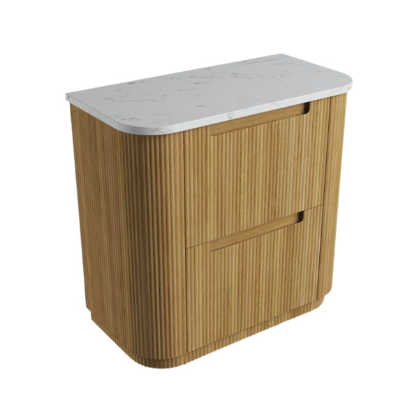 Aulic Varcelli Floor Standing 900mm Harvest Oak Fluted Cabinet