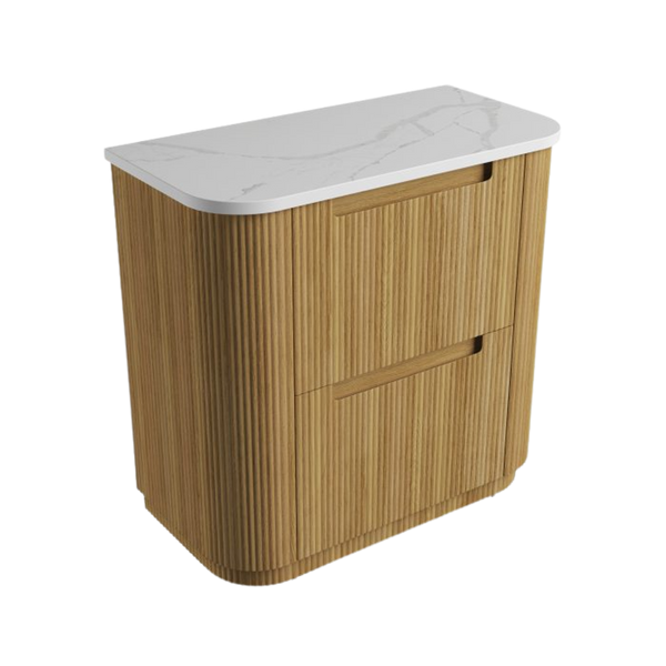 Aulic Varcelli Floor Standing 900mm Harvest Oak Fluted Vanity