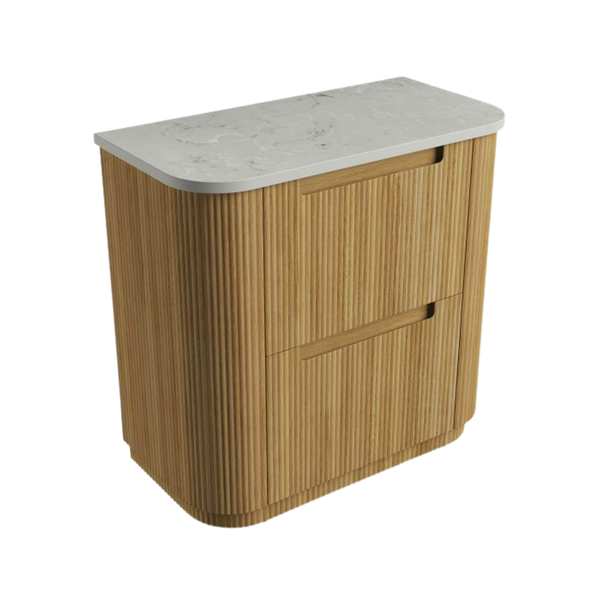 Aulic Varcelli Floor Standing 900mm Harvest Oak Fluted Cabinet