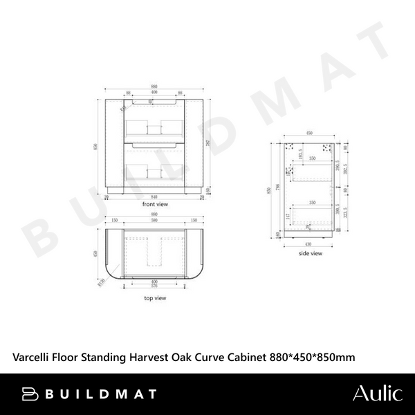 Aulic Varcelli Floor Standing 900mm Harvest Oak Fluted Vanity