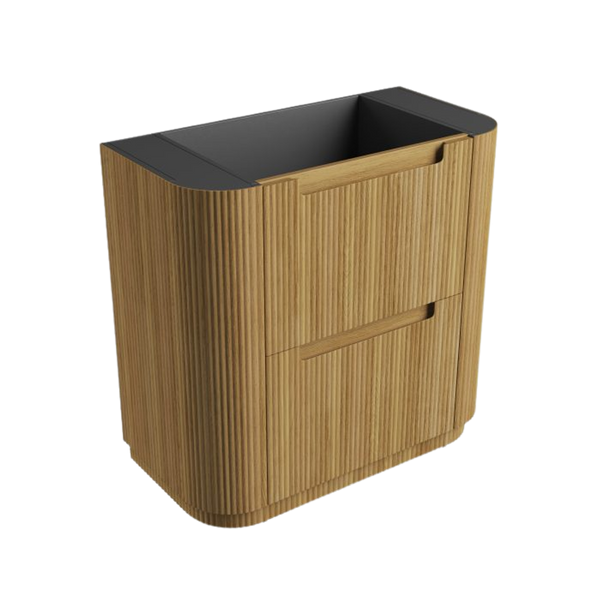 Aulic Varcelli Floor Standing 900mm Harvest Oak Fluted Cabinet
