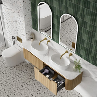 Aulic Varcelli Mono Wall Hung 1500mm Harvest Oak Fluted Curved Vanity