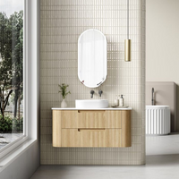Aulic Varcelli Tier Wall Hung 1200mm Harvest Oak Fluted Curved Vanity
