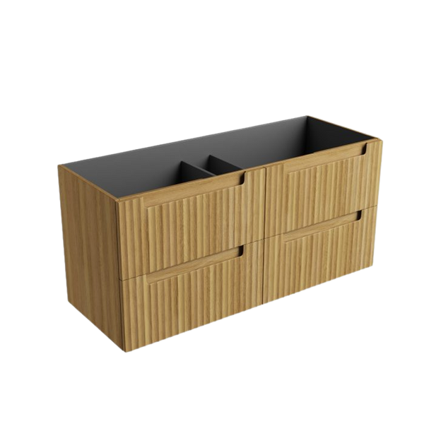 Aulic Lovina Tier Wall Hung 1200mm Harvest Oak Fluted Cabinet