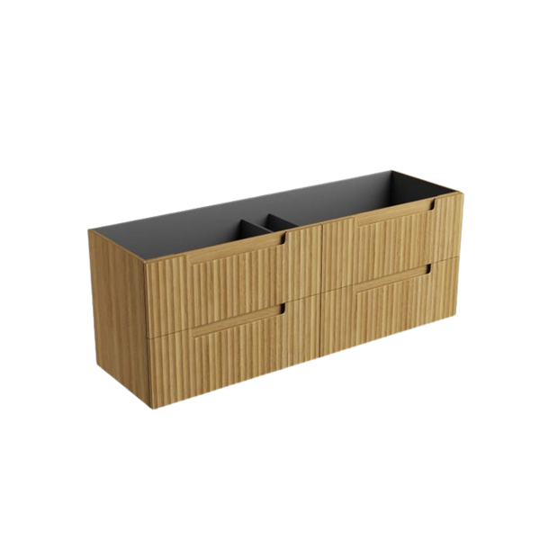 Aulic Lovina Tier Wall Hung 1500mm Harvest Oak Fluted Cabinet