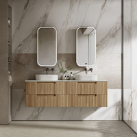 Aulic Lovina Tier Wall Hung 1800mm Harvest Oak Fluted Vanity