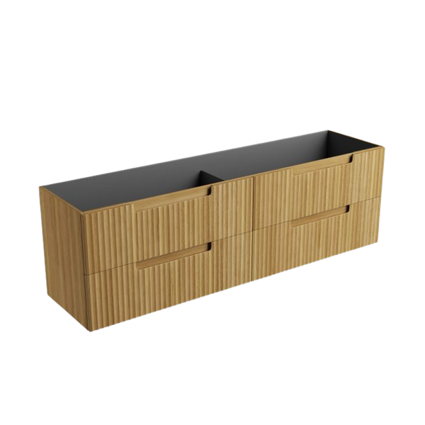 Aulic Lovina Tier Wall Hung 1800mm Harvest Oak Fluted Vanity