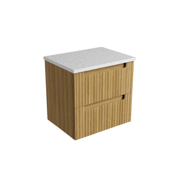 Aulic Lovina Tier Wall Hung 600mm Harvest Oak Fluted Cabinet