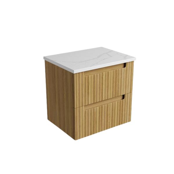 Aulic Lovina Tier Wall Hung 600mm Harvest Oak Fluted Cabinet