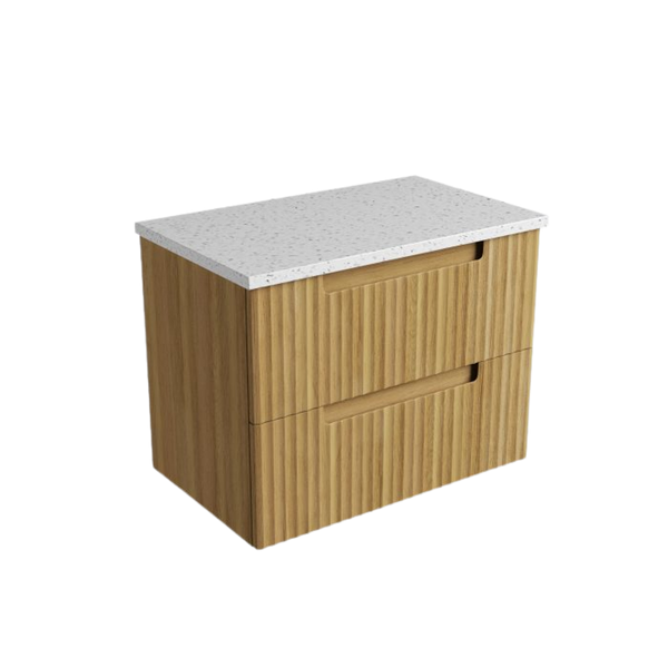 Aulic Lovina Tier Wall Hung 750mm Harvest Oak Fluted Cabinet