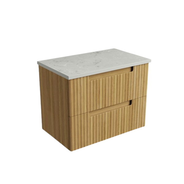 Aulic Lovina Tier Wall Hung 750mm Harvest Oak Fluted Cabinet