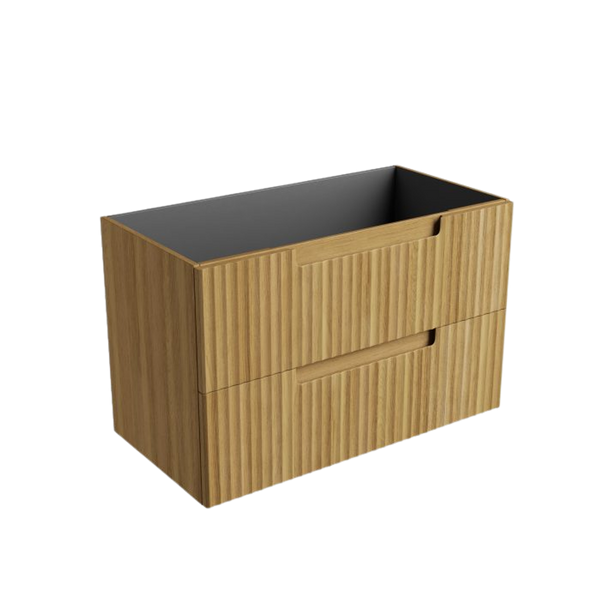 Aulic Lovina Tier Wall Hung 900mm Harvest Oak Fluted Cabinet