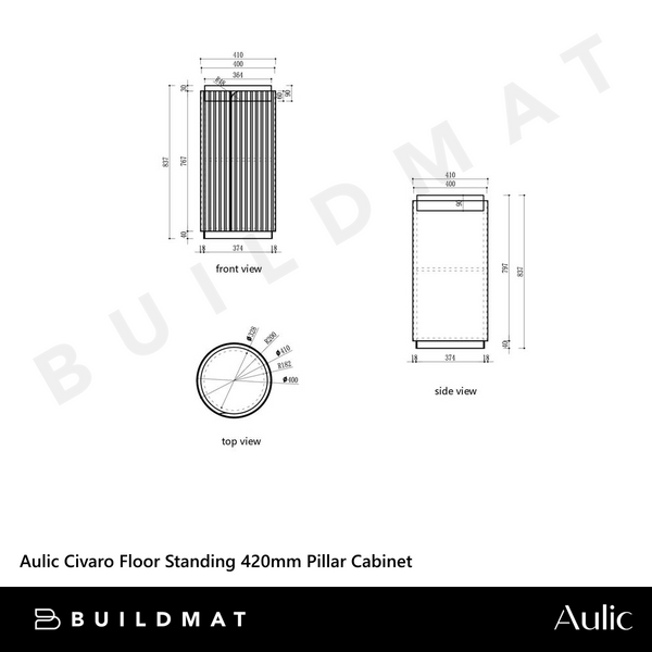 Aulic Civaro Floor Standing 420mm Matte White Pillar Vanity