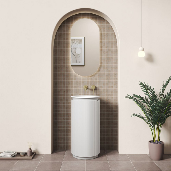 Aulic Civaro Floor Standing 420mm Matte White Pillar Vanity