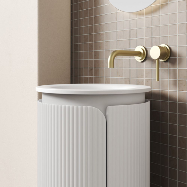 Aulic Civaro Floor Standing 420mm Matte White Pillar Vanity