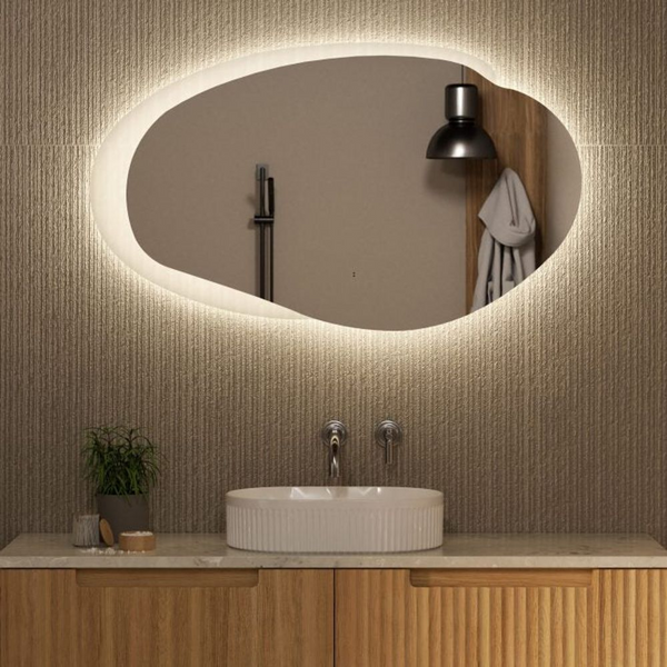 Aulic Evanston LED Mirror With Acrylic Edge 1100mm Matte White