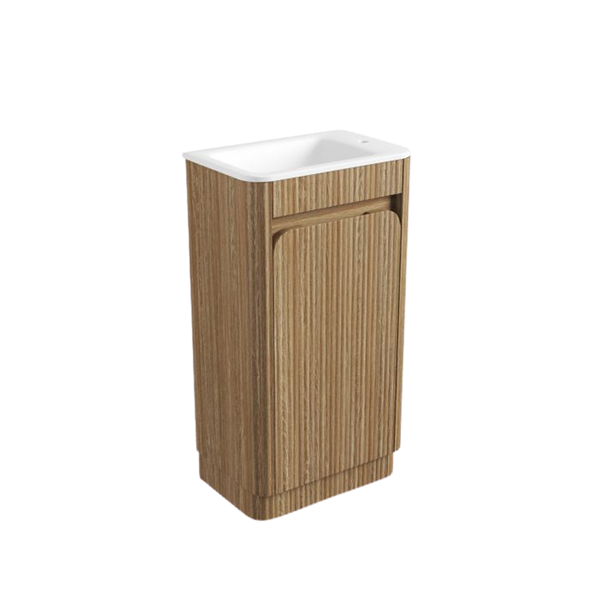 Aulic Mini Hartelle Fluted Floor Standing 470mm Vanity Harvest Oak