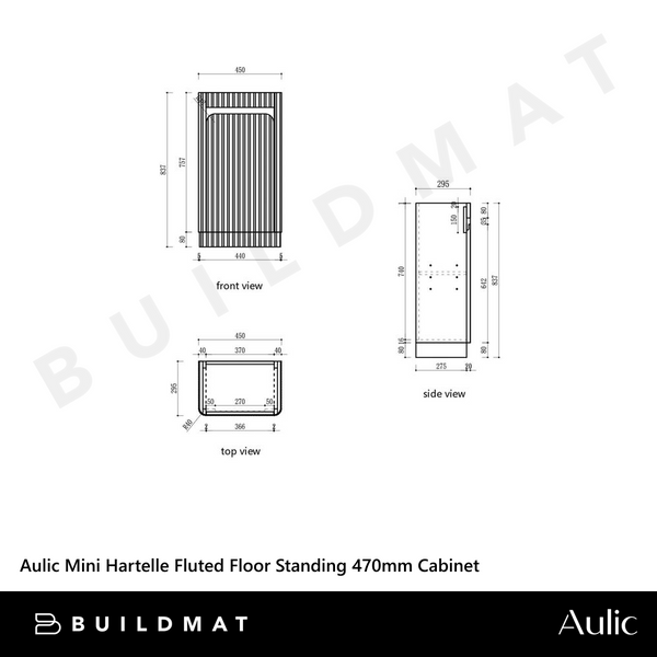 Aulic Mini Hartelle Fluted Floor Standing 470mm Vanity Harvest Oak