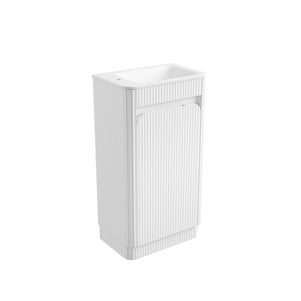 Aulic Mini Hartelle Fluted Floor Standing 470mm Vanity Matte White