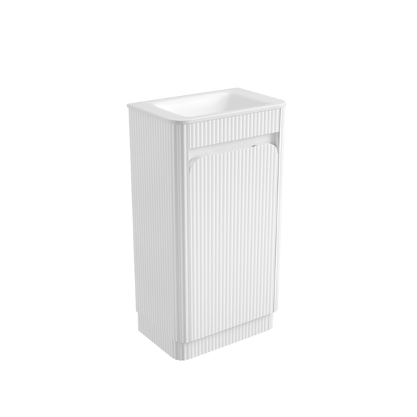 Aulic Mini Hartelle Fluted Floor Standing 470mm Vanity Matte White