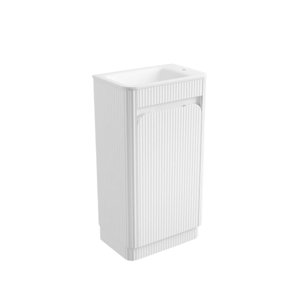 Aulic Mini Hartelle Fluted Floor Standing 470mm Vanity Matte White
