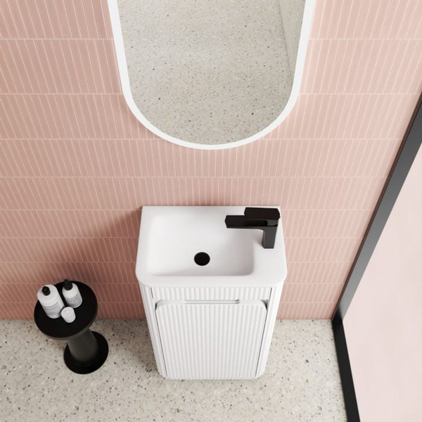Aulic Mini Hartelle Fluted Floor Standing 470mm Vanity Matte White