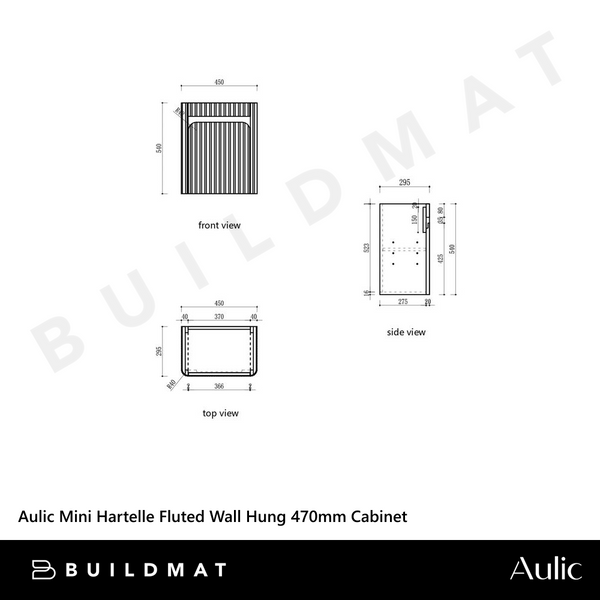 Aulic Mini Hartelle Fluted Wall Hung 470mm Vanity Harvest Oak