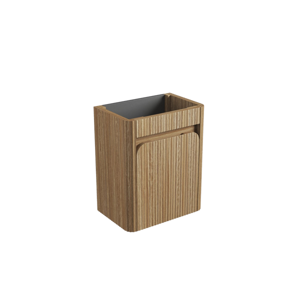 Aulic Mini Hartelle Fluted Wall Hung 470mm Vanity Harvest Oak