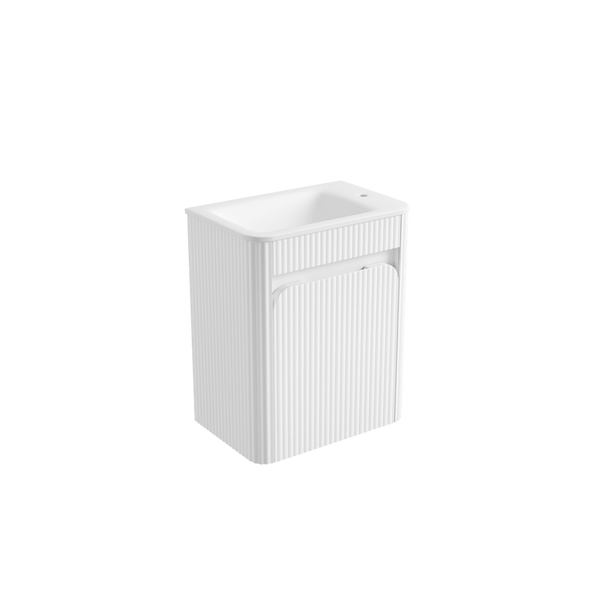 Aulic Mini Hartelle Fluted Wall Hung 470mm Vanity Matte White