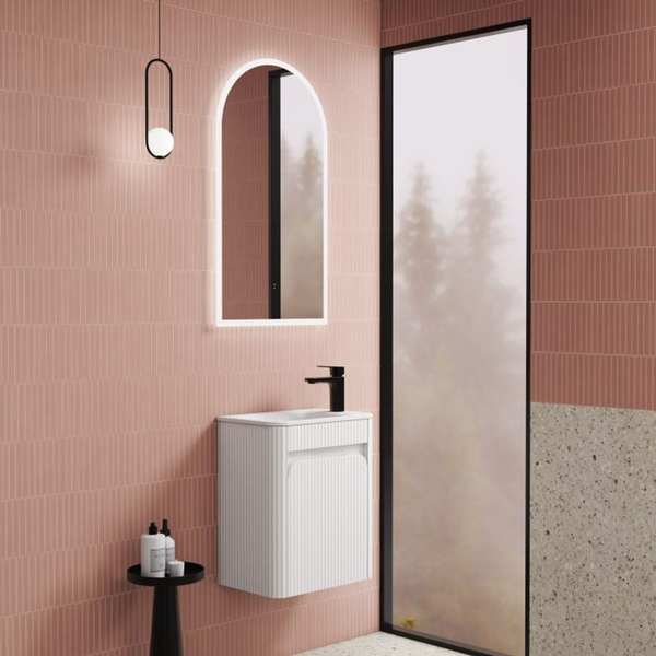 Aulic Mini Hartelle Fluted Wall Hung 470mm Vanity Matte White