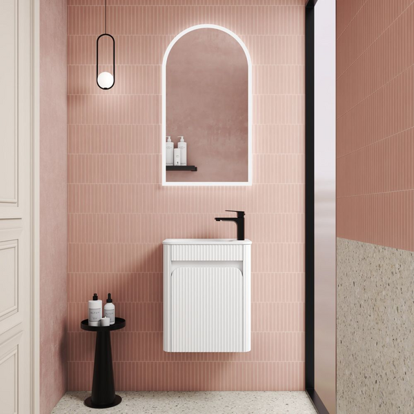 Aulic Mini Hartelle Fluted Wall Hung 470mm Vanity Matte White