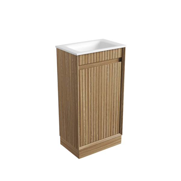 Aulic Mini Ravia Fluted Floor Standing 450mm Vanity Harvest Oak