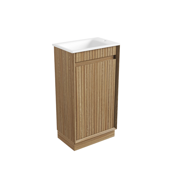 Aulic Mini Ravia Fluted Floor Standing 450mm Vanity Harvest Oak