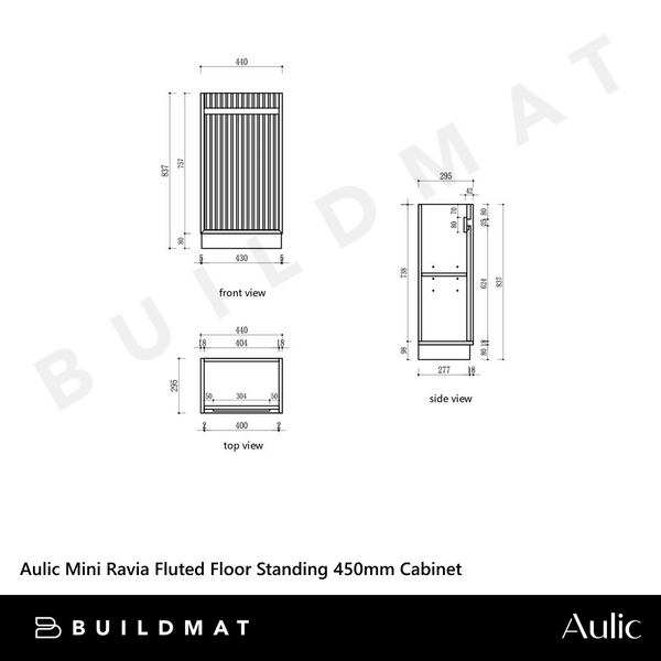 Aulic Mini Ravia Fluted Floor Standing 450mm Vanity Harvest Oak