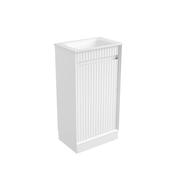 Aulic Mini Ravia Fluted Floor Standing 450mm Vanity Matte White