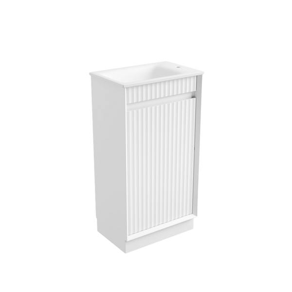 Aulic Mini Ravia Fluted Floor Standing 450mm Vanity Matte White