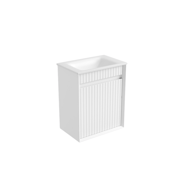 Aulic Mini Ravia Fluted Wall Hung 450mm Vanity Matte White