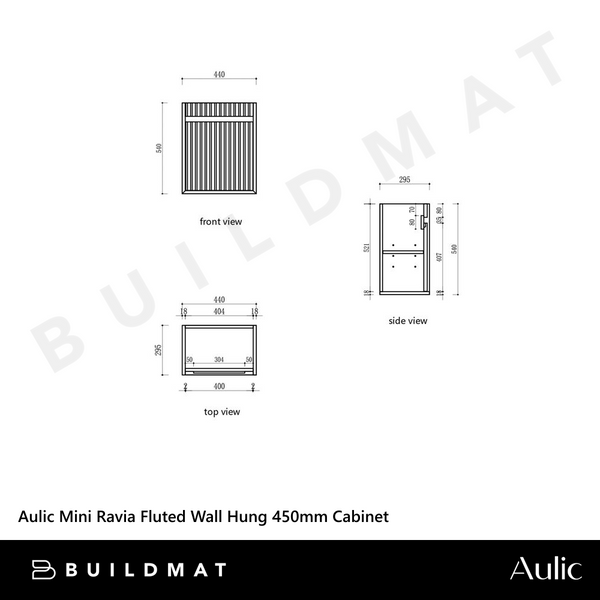 Aulic Mini Ravia Fluted Wall Hung 450mm Vanity Matte White