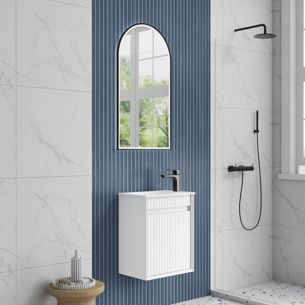 Aulic Mini Ravia Fluted Wall Hung 450mm Vanity Matte White