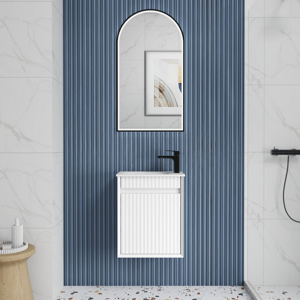 Aulic Mini Ravia Fluted Wall Hung 450mm Vanity Matte White