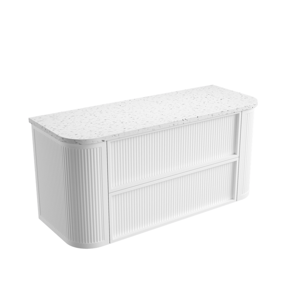 Aulic Ramee Fluted Wall Hung 1200mm Vanity Matte White