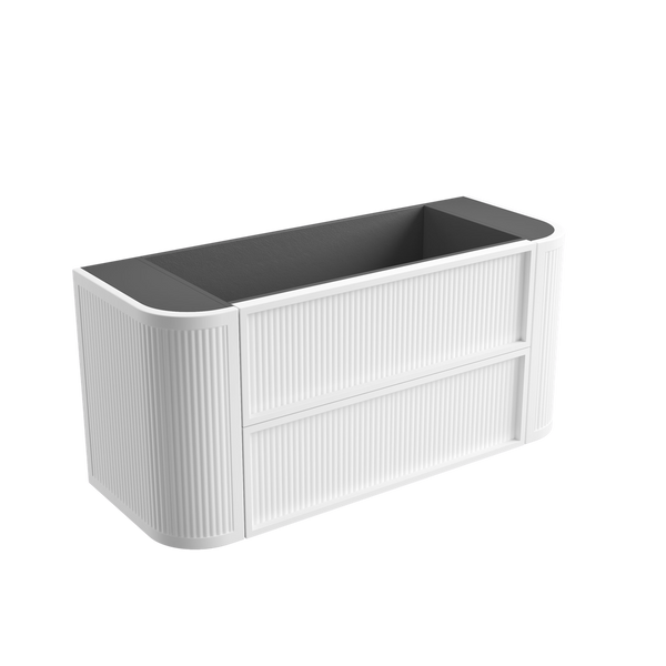 Aulic Ramee Fluted Wall Hung 1200mm Vanity Matte White