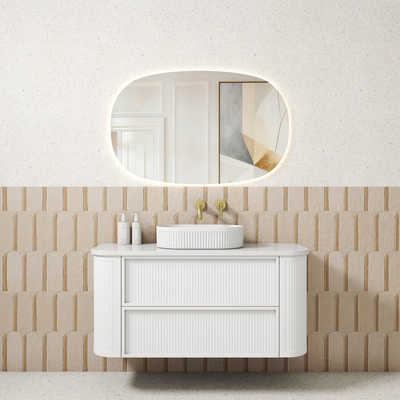 Aulic Ramee Fluted Wall Hung 1200mm Vanity Matte White