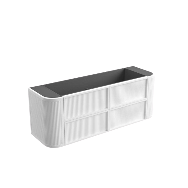 Aulic Ramee Fluted Wall Hung 1500mm Vanity Matte White