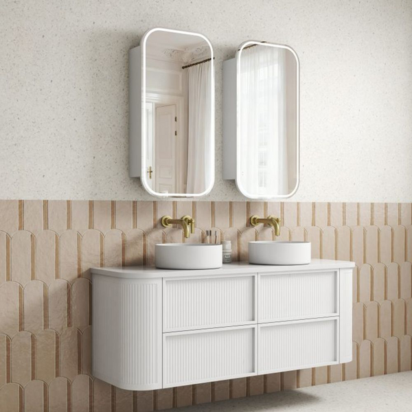 Aulic Ramee Fluted Wall Hung 1500mm Vanity Matte White